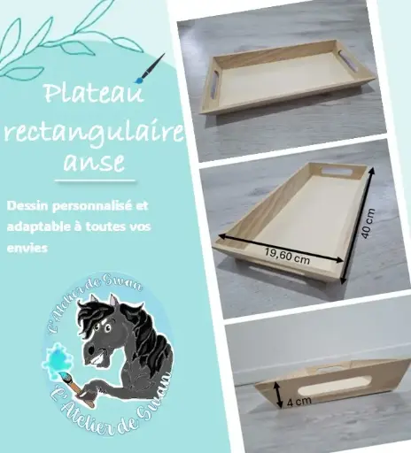 Plateau rectangulaire anse